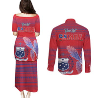 Custom Samoa 1962 Independence Day Custom Couples Matching Puletasi and Long Sleeve Button Shirt Manuia le Aso Tuto'atasi Ula Nifo Red Art LT9 - Polynesian Pride