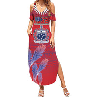 Custom Samoa 1962 Independence Day Custom Summer Maxi Dress Manuia le Aso Tuto'atasi Ula Nifo Red Art