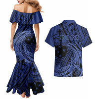 Custom Samoa 62nd Manuia le Aso Tuto'atasi Couples Matching Mermaid Dress and Hawaiian Shirt Samoan Tatau Blue Art LT9 - Polynesian Pride