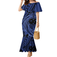Custom Samoa 62nd Manuia le Aso Tuto'atasi Mermaid Dress Samoan Tatau Blue Art LT9 Women Blue - Polynesian Pride