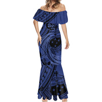 Custom Samoa 62nd Manuia le Aso Tuto'atasi Mermaid Dress Samoan Tatau Blue Art LT9 - Polynesian Pride