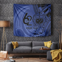 Custom Samoa 62nd Manuia le Aso Tuto'atasi Tapestry Samoan Tatau Blue Art