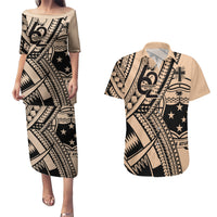 Custom Samoa Manuia le 62 Tausaga O le Tutoatasi Couples Matching Puletasi and Hawaiian Shirt Samoan Tatau Beige Art LT9 Beige - Polynesian Pride