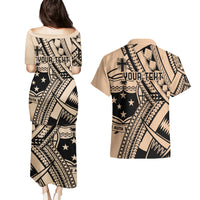 Custom Samoa Manuia le 62 Tausaga O le Tutoatasi Couples Matching Puletasi and Hawaiian Shirt Samoan Tatau Beige Art LT9 - Polynesian Pride