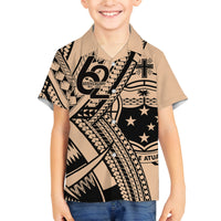 Custom Samoa Manuia le 62 Tausaga O le Tuto’atasi Family Matching Puletasi and Hawaiian Shirt Samoan Tatau Beige Art