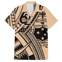 Custom Samoa Manuia le 62 Tausaga O le Tutoatasi Hawaiian Shirt Samoan Tatau Beige Art LT9 Beige - Polynesian Pride