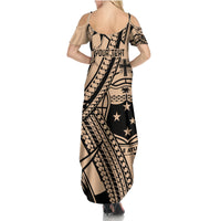 Custom Samoa Manuia le 62 Tausaga O le Tutoatasi Summer Maxi Dress Samoan Tatau Beige Art LT9 - Polynesian Pride