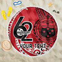 Custom Samoa Manuia le 62 Tausaga O le Tuto’atasi Beach Blanket Samoan Tatau Red Art