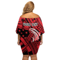 Custom Samoa Manuia le 62 Tausaga O le Tutoatasi Off Shoulder Short Dress Samoan Tatau Red Art LT9 - Polynesian Pride