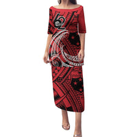 Custom Samoa Manuia le 62 Tausaga O le Tutoatasi Puletasi Samoan Tatau Red Art LT9 Long Dress Red - Polynesian Pride