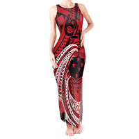 Custom Samoa Manuia le 62 Tausaga O le Tutoatasi Tank Maxi Dress Samoan Tatau Red Art LT9 Women Red - Polynesian Pride
