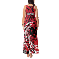 Custom Samoa Manuia le 62 Tausaga O le Tutoatasi Tank Maxi Dress Samoan Tatau Red Art LT9 - Polynesian Pride