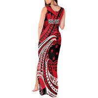 Custom Samoa Manuia le 62 Tausaga O le Tutoatasi Tank Maxi Dress Samoan Tatau Red Art LT9 - Polynesian Pride