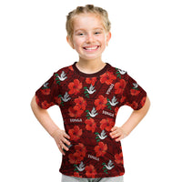 Tonga Rugby Kid T Shirt Polynesian Style With Hibiscus LT9 Red - Polynesian Pride