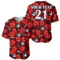 (Custom Text And Number) Tonga Rugby Baseball Jersey Polynesian Style With Hibiscus LT9 - Polynesian Pride