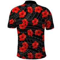 Polynesian Pride Hawaii Style With Hibiscus Polo Shirt Black LT9 - Polynesian Pride