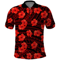 Polynesian Pride Hawaii Style With Hibiscus Polo Shirt Red LT9 Red - Polynesian Pride