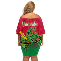 Vanuatu Islands Off Shoulder Short Dress Polynesian Tattoo and Sea Turtle LT9 - Polynesian Pride