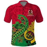 Vanuatu Islands Polo Shirt Polynesian Tattoo and Sea Turtle LT9 Green - Polynesian Pride