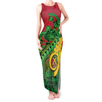Vanuatu Islands Tank Maxi Dress Polynesian Tattoo and Sea Turtle LT9 Women Green - Polynesian Pride
