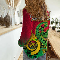 Vanuatu Islands Women Casual Shirt Polynesian Tattoo and Sea Turtle LT9 - Polynesian Pride