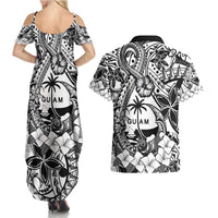 Guam Hafa Adai Guasali Flowers Couples Matching Summer Maxi Dress and Hawaiian Shirt