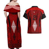 Custom Tonga Rugby Couples Matching Off Shoulder Maxi Dress and Hawaiian Shirt Go Champions World Cup 2023 Ngatu Unique LT9 - Polynesian Pride