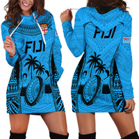 Fiji Rugby Hoodie Dress Go Champions World Cup 2023 Tapa Unique Blue Vibe LT9 - Polynesian Pride