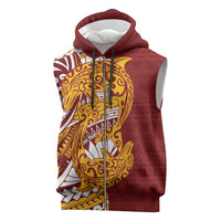 Couple Dolphins Maori Motif Sleeveless Zip Hoodie LT9 Burgundy - Polynesian Pride