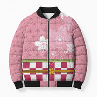 Japanese Asanoha Pattern Bomber Puffer Jacket Charm Against Evil Spirits LT9 Unisex Pink - Polynesian Pride