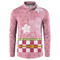 Japanese Asanoha Pattern Button Sweatshirt Charm Against Evil Spirits LT9 Pink - Polynesian Pride
