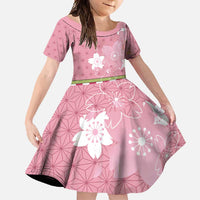 Japanese Asanoha Pattern Family Matching Short Sleeve Bodycon Dress and Hawaiian Shirt Charm Against Evil Spirits - Polynesian Pride