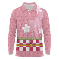 Japanese Asanoha Pattern Long Sleeve Polo Shirt Charm Against Evil Spirits LT9 Pink - Polynesian Pride