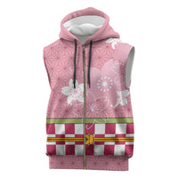 Japanese Asanoha Pattern Sleeveless Zip Hoodie Charm Against Evil Spirits LT9 Pink - Polynesian Pride