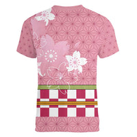 Japanese Asanoha Pattern Women V-Neck T-Shirt Charm Against Evil Spirits - Polynesian Pride