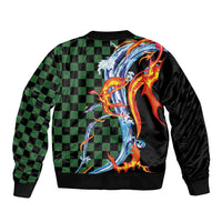 Japanese Asanoha Pattern Bomber Jacket Sun Flame Slayer Dragon Hinokami Kagura Spirit - Polynesian Pride