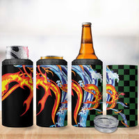 Japanese Asanoha Pattern 4 in 1 Can Cooler Tumbler Sun Flame Slayer Dragon Hinokami Kagura Spirit - Polynesian Pride