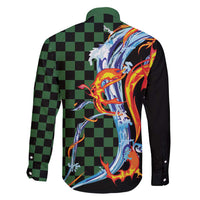 Japanese Asanoha Pattern Family Matching Puletasi and Hawaiian Shirt Sun Flame Slayer Dragon Hinokami Kagura Spirit - Polynesian Pride