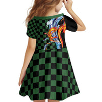 Japanese Asanoha Pattern Family Matching Short Sleeve Bodycon Dress and Hawaiian Shirt Sun Flame Slayer Dragon Hinokami Kagura Spirit - Polynesian Pride