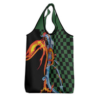Japanese Asanoha Pattern Grocery Bag Sun Flame Slayer Dragon Hinokami Kagura Spirit - Polynesian Pride