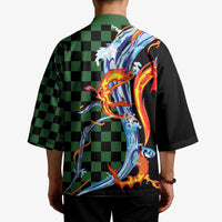 Japanese Asanoha Pattern Kimono Sun Flame Slayer Dragon Hinokami Kagura Spirit - Polynesian Pride
