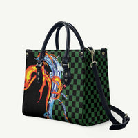 Japanese Asanoha Pattern Leather Bag Sun Flame Slayer Dragon Hinokami Kagura Spirit LT9 Green - Polynesian Pride