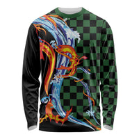 Japanese Asanoha Pattern Long Sleeve Shirt Sun Flame Slayer Dragon Hinokami Kagura Spirit - Polynesian Pride