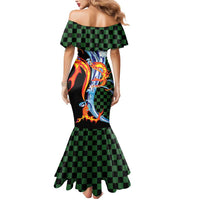 Japanese Asanoha Pattern Mermaid Dress Sun Flame Slayer Dragon Hinokami Kagura Spirit - Polynesian Pride