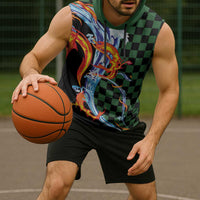 Japanese Asanoha Pattern Sleeveless Hoodie Sun Flame Slayer Dragon Hinokami Kagura Spirit LT9 - Polynesian Pride