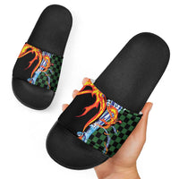 Japanese Asanoha Pattern Slide Sandals Sun Flame Slayer Dragon Hinokami Kagura Spirit - Polynesian Pride
