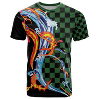 Japanese Asanoha Pattern T Shirt Sun Flame Slayer Dragon Hinokami Kagura Spirit - Polynesian Pride