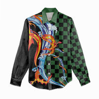 Japanese Asanoha Pattern Women Casual Shirt Sun Flame Slayer Dragon Hinokami Kagura Spirit - Polynesian Pride