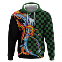 Japanese Asanoha Pattern Zip Hoodie Sun Flame Slayer Dragon Hinokami Kagura Spirit - Polynesian Pride