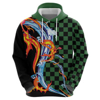 Japanese Asanoha Pattern Zip Hoodie Sun Flame Slayer Dragon Hinokami Kagura Spirit - Polynesian Pride